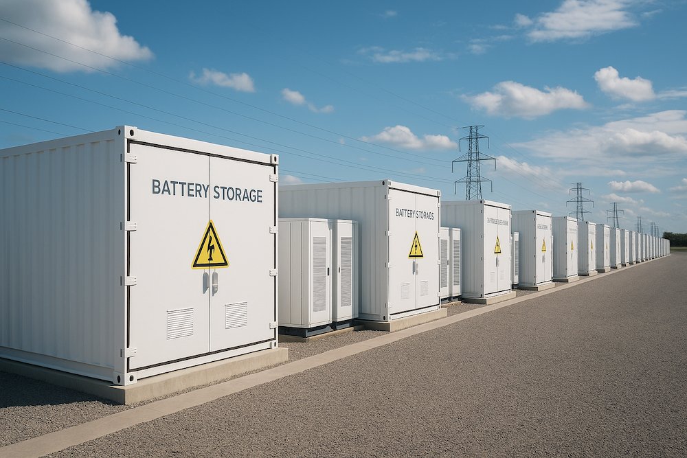 Large grid-scale battery storage facility for renewable energy