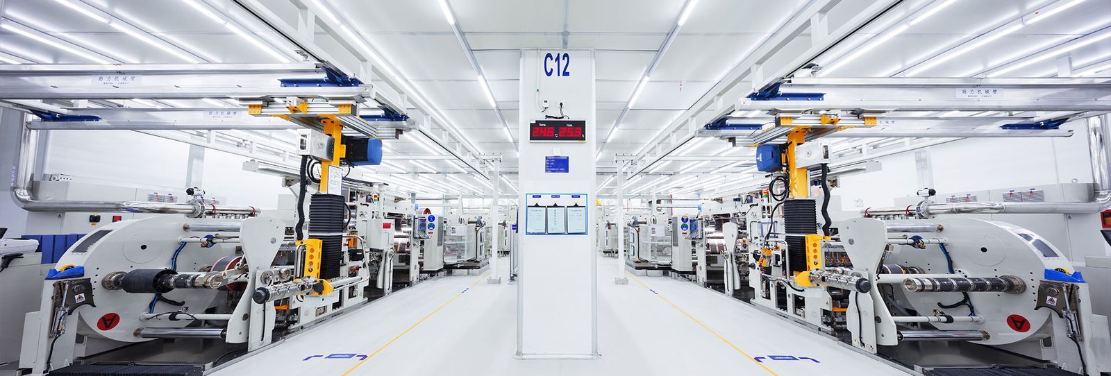 CATL's advanced battery manufacturing facility with automated production lines for lithium-ion and sodium-ion batteries.